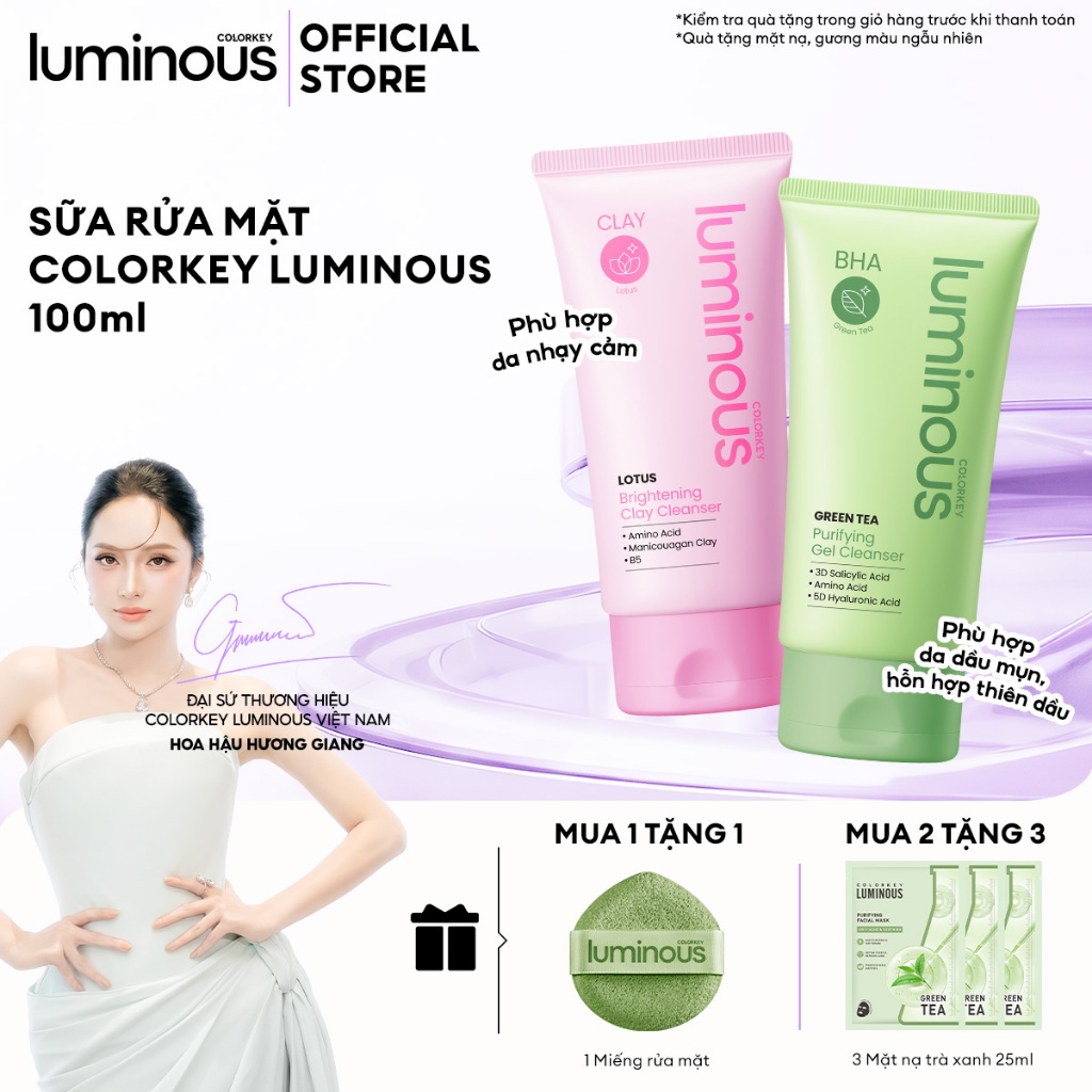 Sữa Rửa Mặt |COLORKEY LUMINOUS| Kiềm Dầu, Làm Sạch Sâu Không Khô Da| Cho Da Dầu Mụn, Nhạy Cảm |100g