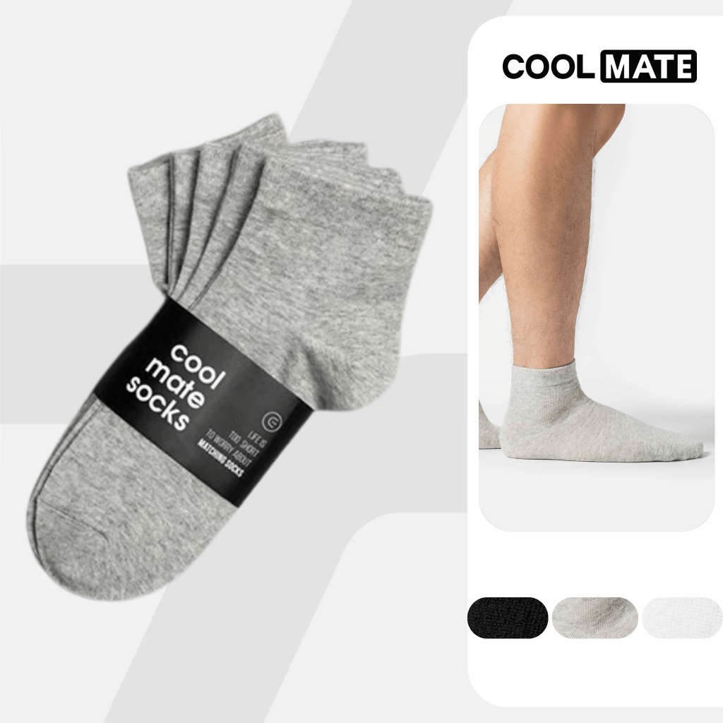 [MUA 2 GIẢM 5%]Combo Pack 5 Đôi Tất Vớ cổ trung Coolmate Basics Coolmate