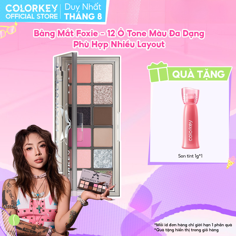Bảng Phấn Mắt Colorkey Foxie Phiên Bản Đặc Biệt - 12 Ô Nhũ Lì, Màu Đậm Chuẩn, Bảng Màu Đa Dạng 14.2g