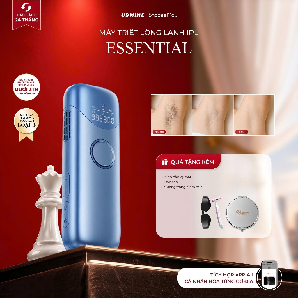 Máy Triệt Lông Lạnh URMINE IPL ICE COOLING 5°C |Không Đau, Triệt Lông Body, Nách, Tay, Chân,