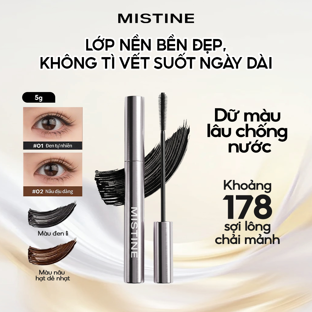 Mascara MISTINE Làm Dài Và Cong Mi Chống Nước Lâu Trôi Không Lem 5g