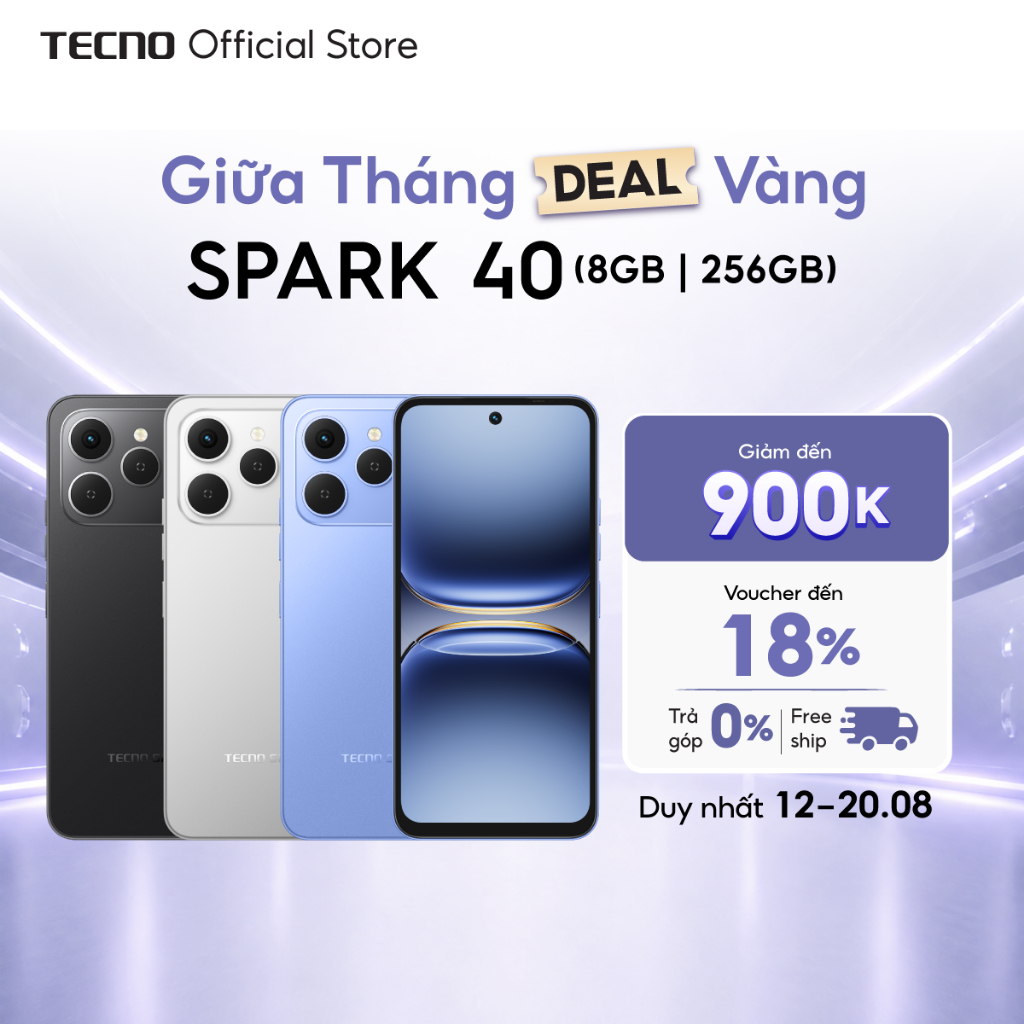 Điện thoại TECNO SPARK 40 (8GB/256GB) - Màn hình 6.67