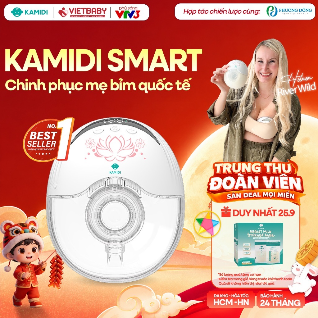 KAMIDI SMART Máy Hút Sữa Không Dây Kích Sữa Hiệu Quả Máy Hút Sữa Rảnh Tay Hút Êm Hút Kiệt 4 Chức Năng 12 Cấp Độ Hút