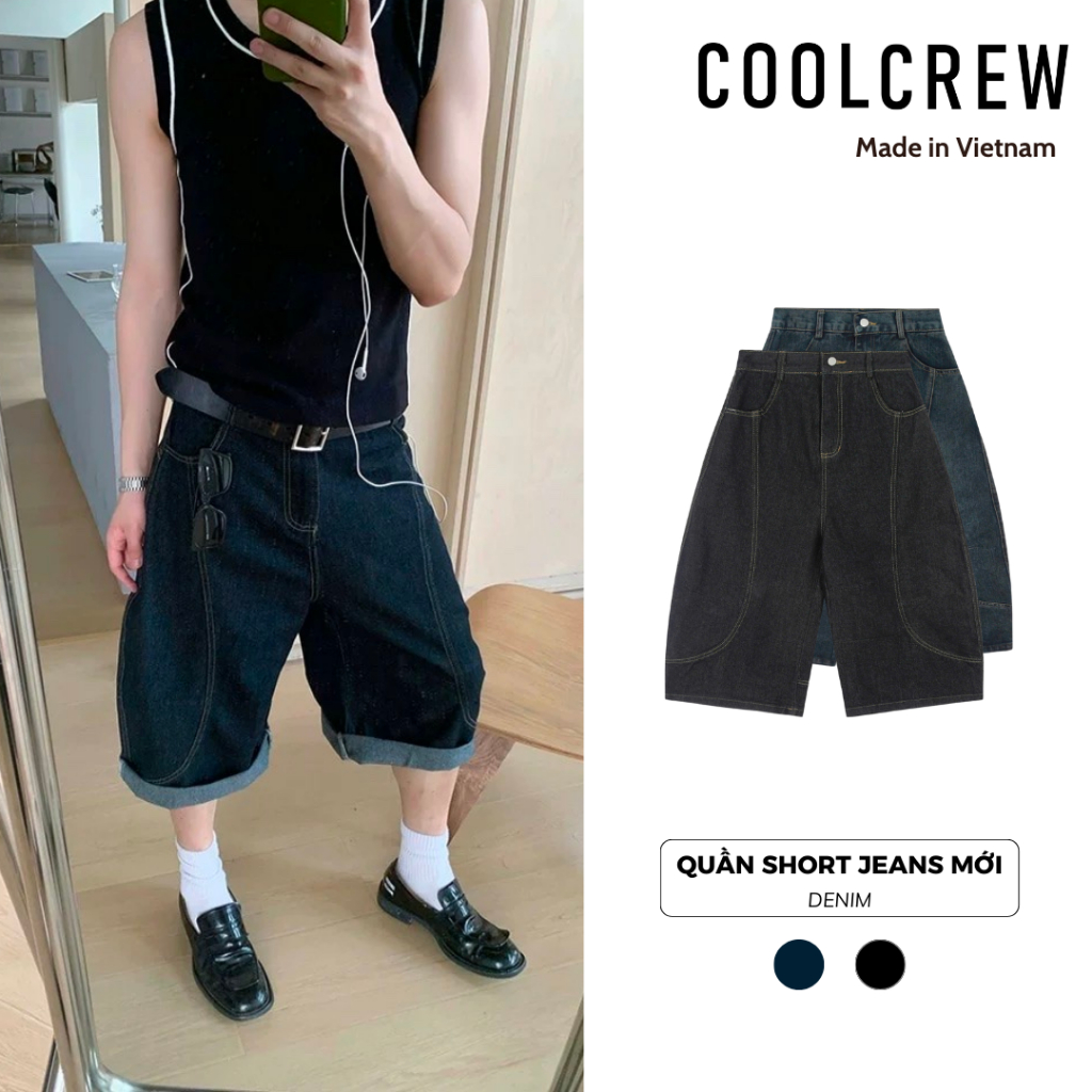 Quần Short Jeans Dáng Bầu Lửng 𝐂𝐎𝐎𝐋𝐂𝐑𝐄𝐖 Phong Cách Hàn, Unisex Xu Hướng Mới QTL027