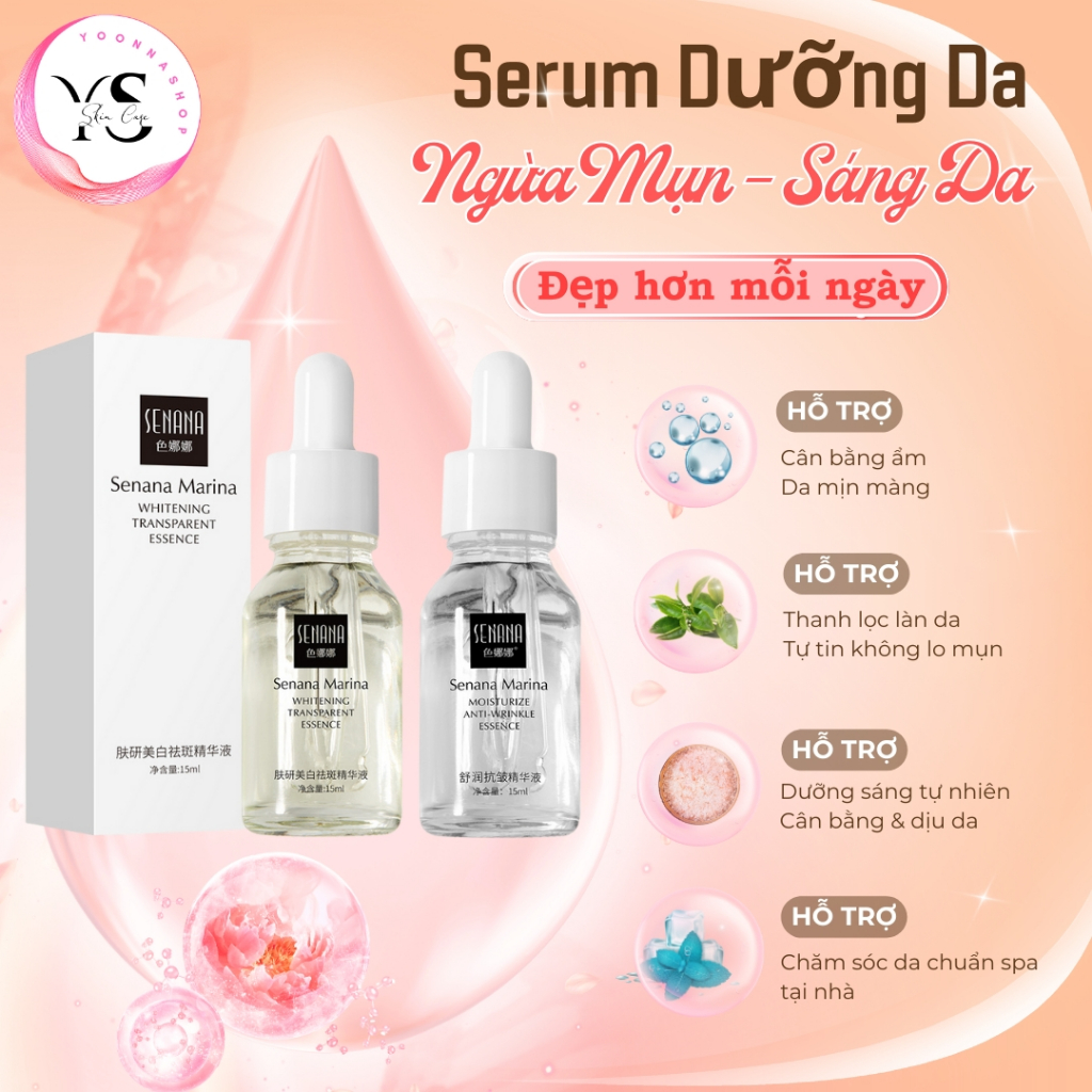 SERUM Trắng Da, Ngừa Mụn Senana 15ml Trẻ Hóa Da, Kiểm Soát Dầu, Dưỡng Ẩm A233