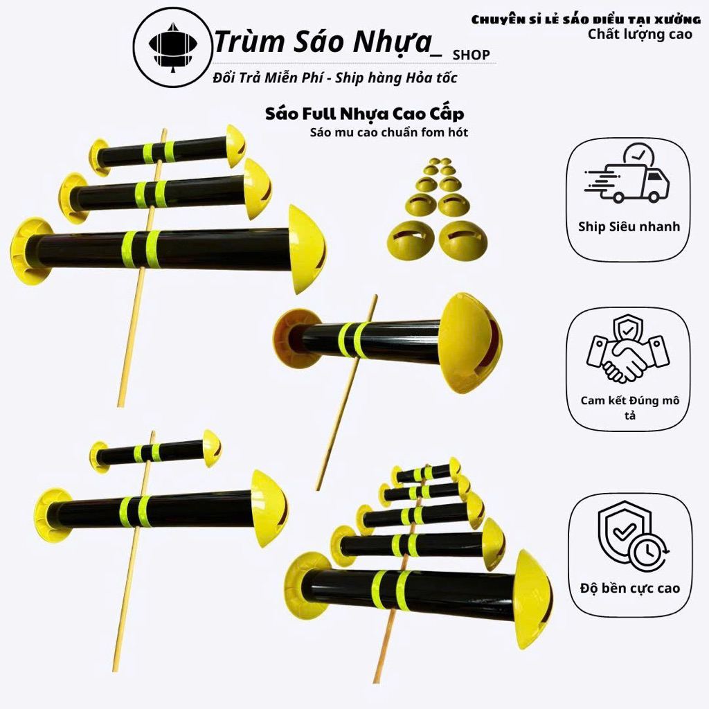 Sáo diều giá rẻ d16 21 27 34 42 full nhựa cao cấp chống va đập đâm bổ