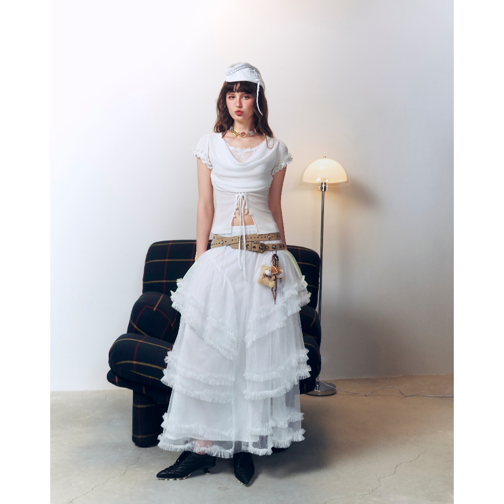 Coco Top - Remmus | Áo chất liệu thun giấy phối ren thiết kế hack eo cho nữ