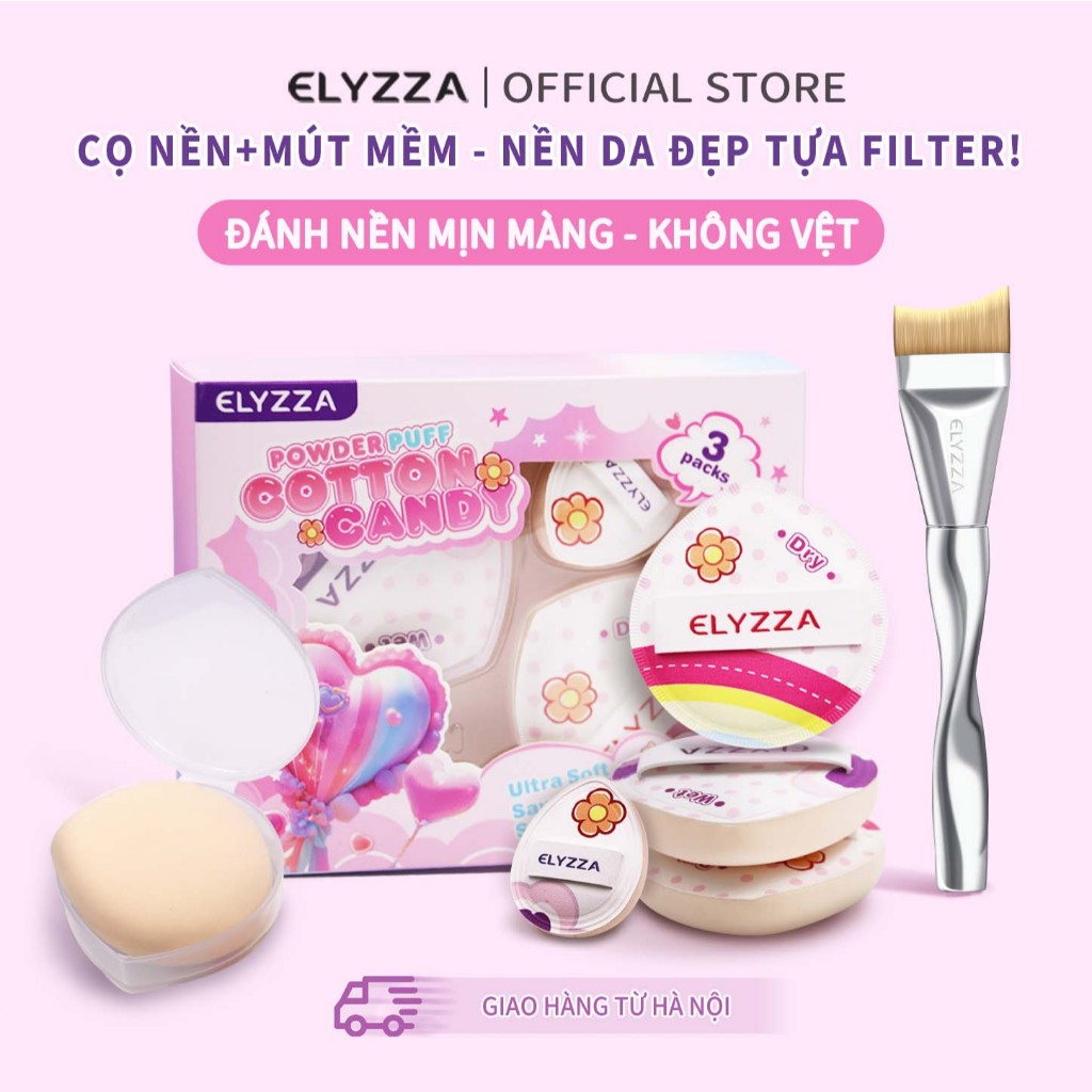 Mút Đánh Nền ELYZZA Set Bông Mút Tán Kem Nền Mềm Mại&Thân Thiện Với Da, Có Thể Sử Dụng Cả Khô & Ướt & Mini