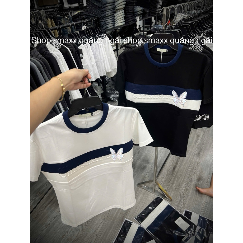 Áo Thun Nam DI-0 Bản Kẻ Ngang Viền cổ Quảng Châu
