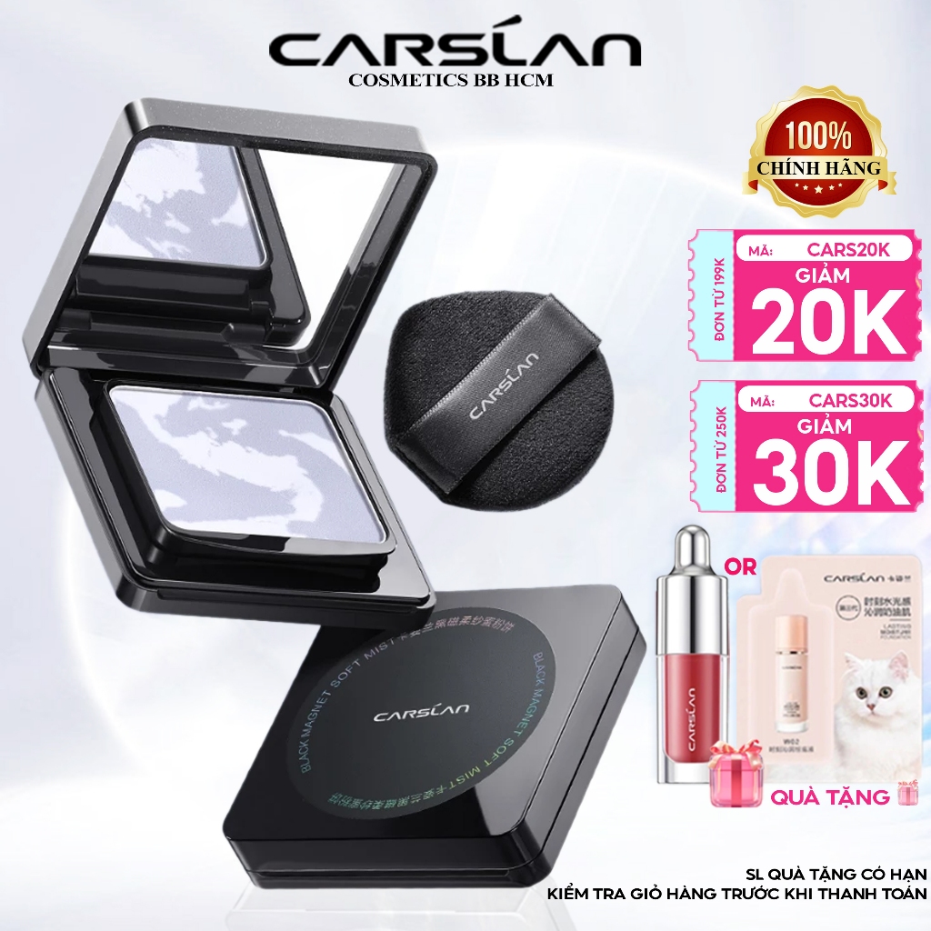 Phấn Phủ trang điểm CARSLAN lâu trôi kiềm dầu 24 giờ Che Phủ Tốt Nhỏ Gọn Tiện Lợi Vỏ Nam Châm 8g