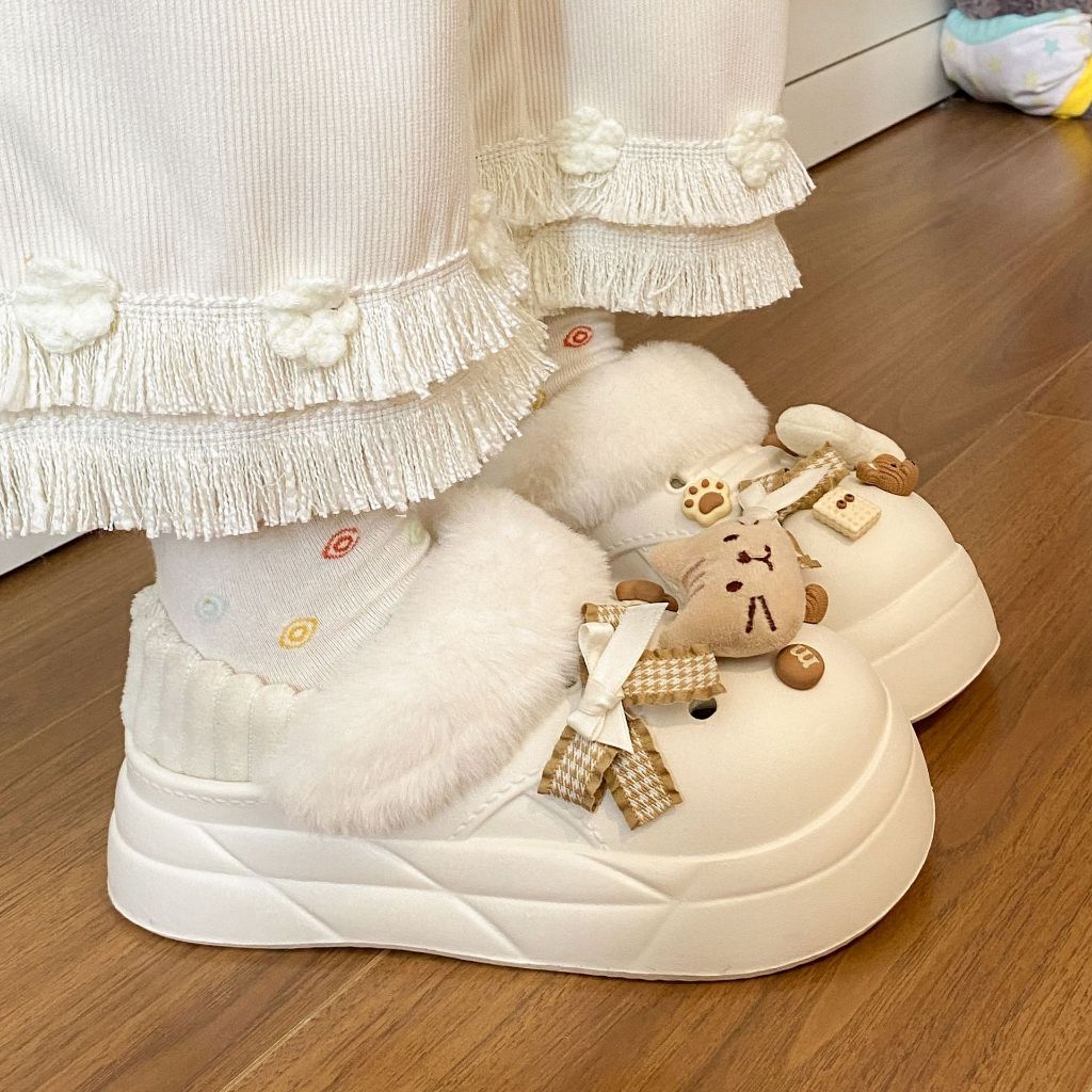 Giày Sục Nữ Lót Lông 5 Màu Lựa Chọn Tram Mèo Cá Nơ Cá Tính Đáng Yêu Thời Trang Nữ Thu Đông 2025 Mẫu Mới ( Hàng QC )