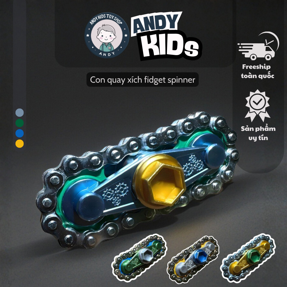 Con quay fidget spinner xích xe kim loại ANDY KIDS đồ chơi giảm stress cao cấp cho dân văn phòng