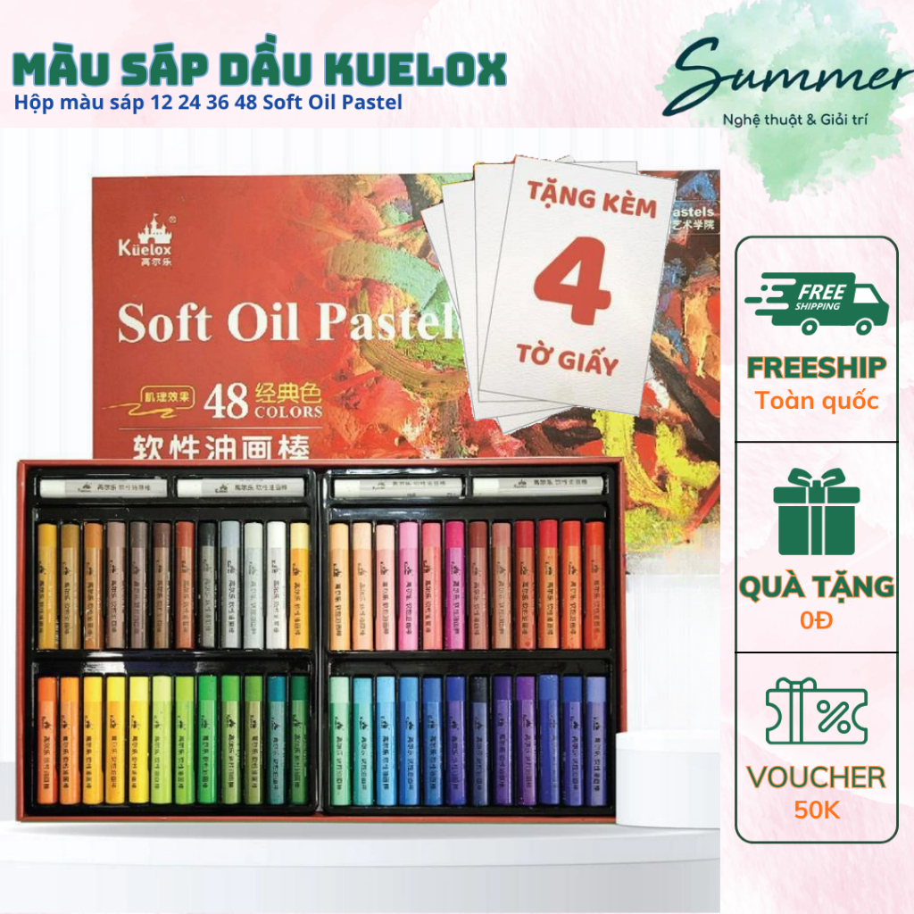 Màu Sáp Dầu Kuelox Soft Oil Pastel 12/24/36/48 Màu Classic Morandi Macaron Mềm Mịn Bám Tốt – Họa cụ Summer