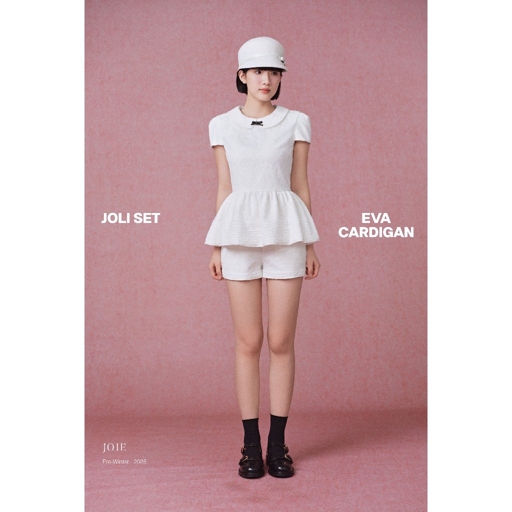 JOIE DES ROSES - Set áo dáng peplum cổ sen đính nơ và quần short có túi JOLI SET