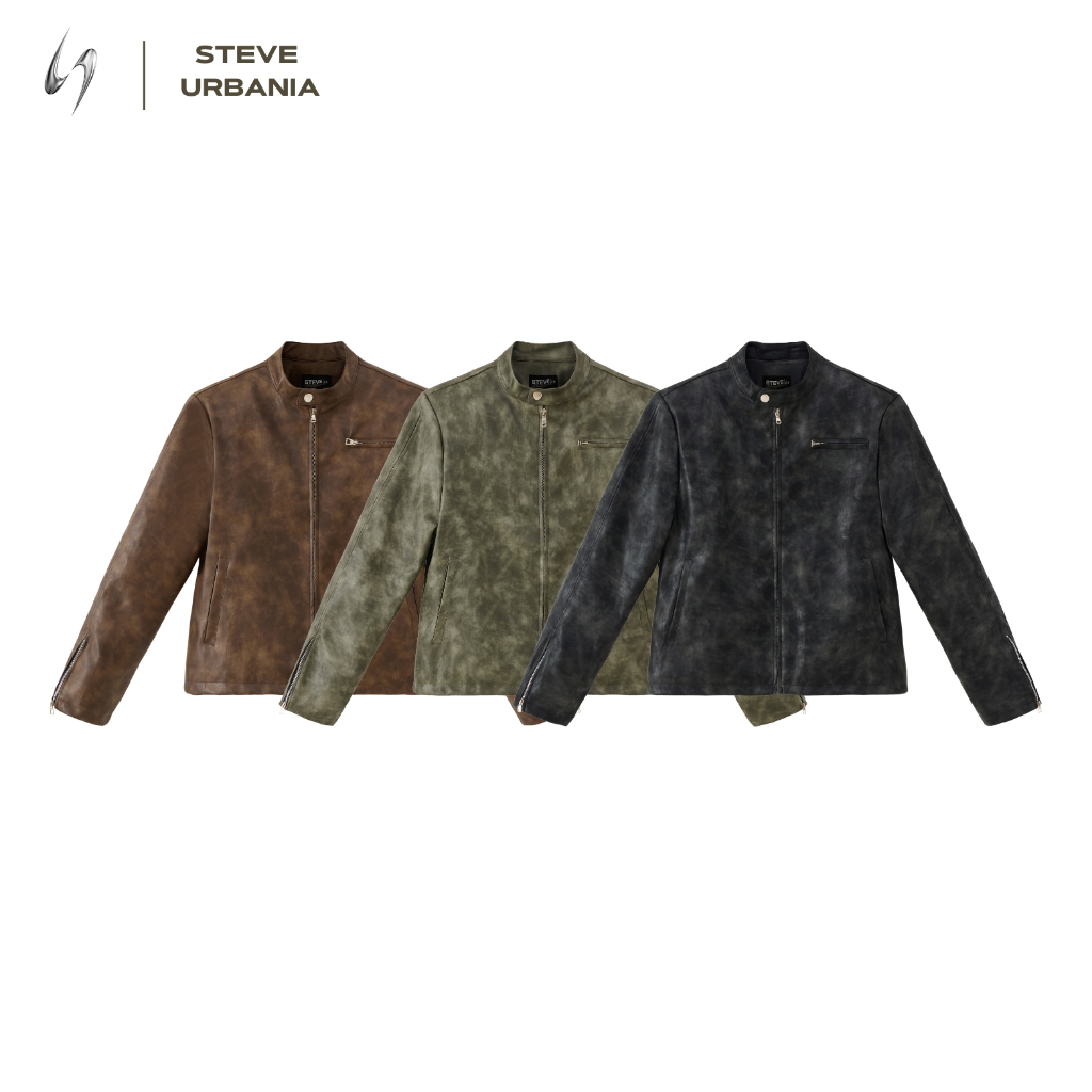 Áo Khoác Da STEVE URBANIA LEATHER JACKET Form Crop, Jacket Da Cổ Đứng Phong Cách Trẻ Trung Unisex