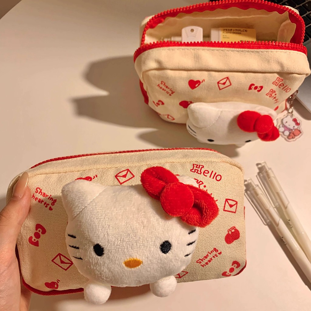 🎀 Túi bút lông mềm Hello Kitty dễ thương – Phong cách ins, dung tích lớn, hộp bút học sinh nữ xinh xắn