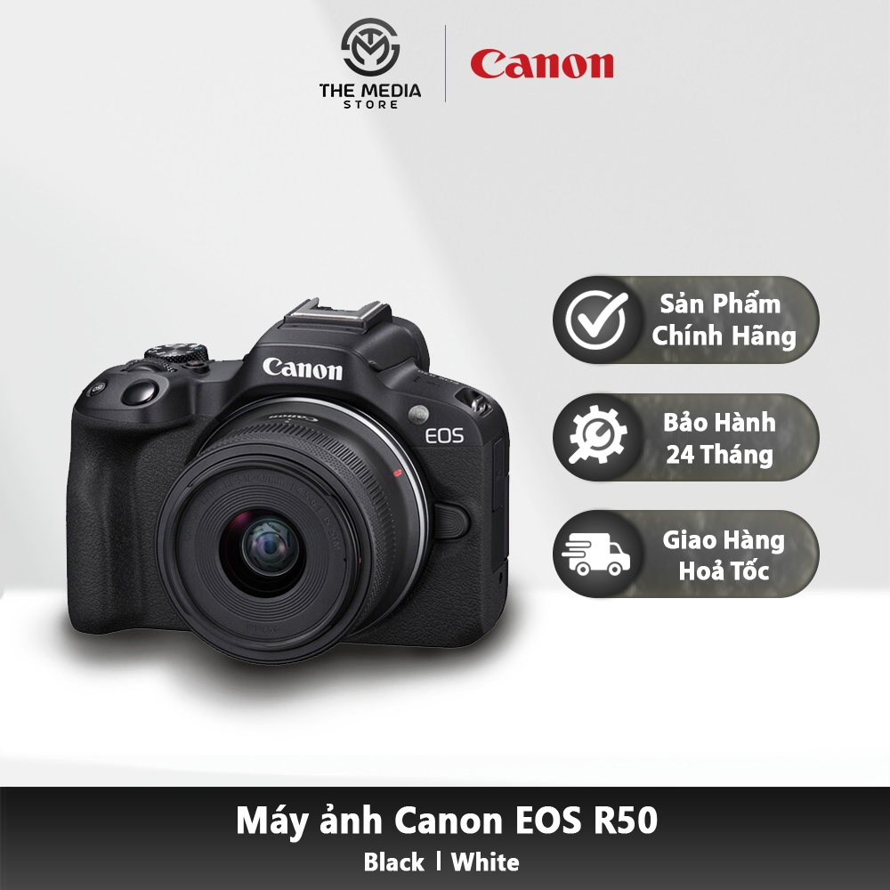 Máy Ảnh Canon EOS R50 + Lens Kit 18-45mm (Black/White) | Chính Hãng
