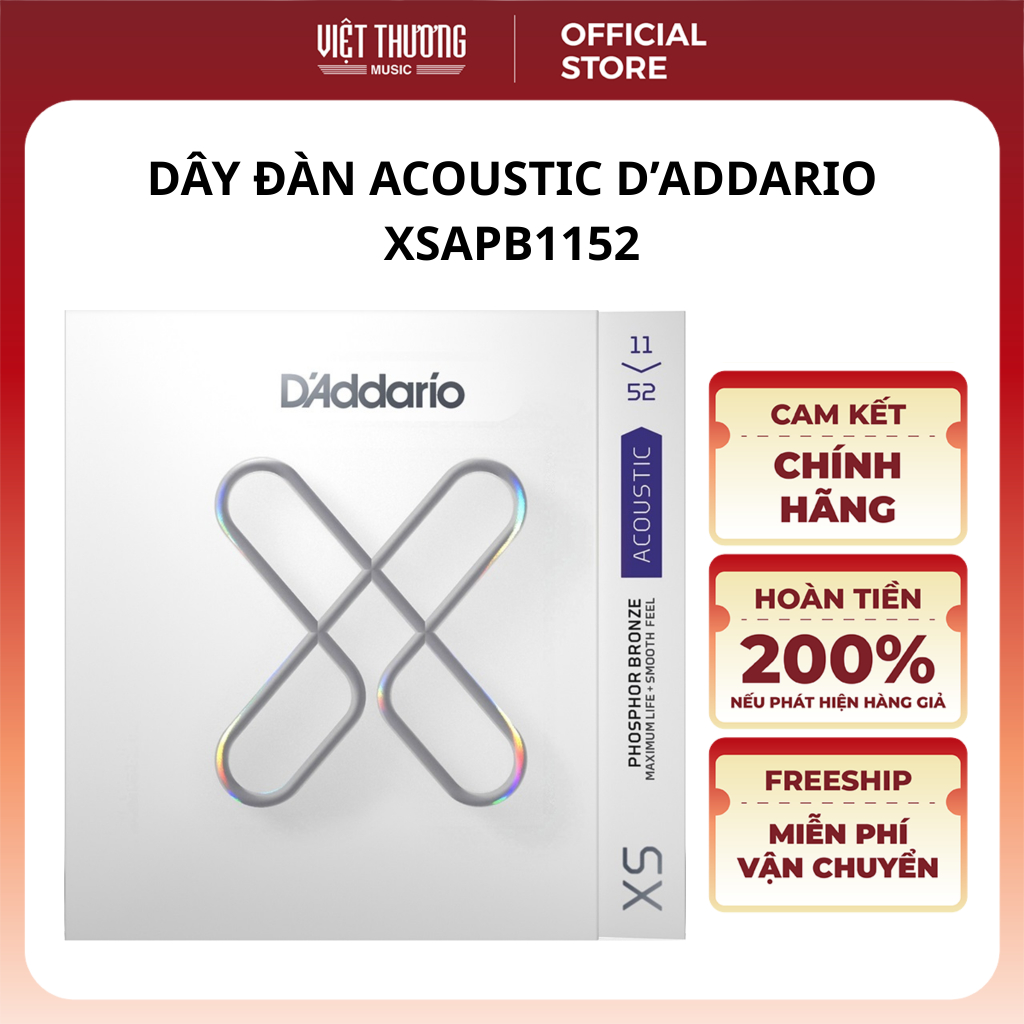 Dây Đàn Guitar Acoustic Daddario XS PB CUST LT XSAPB1152, Dây đàn thay thế cho đàn guitar - Việt Thương Music