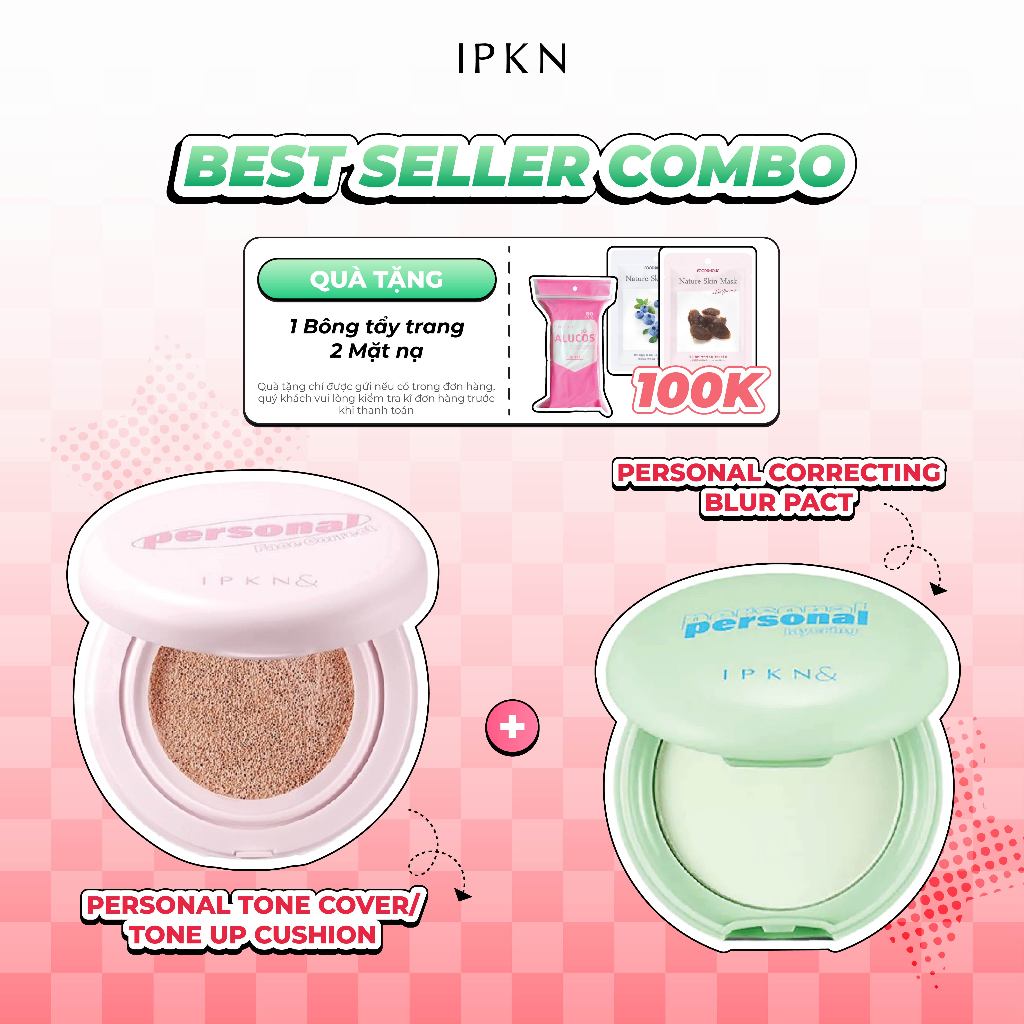 Combo Deal Hời Cushion IPKN Personnal Tone Cover 13g/15g và Phấn Phủ Nén IPKN Personal Perfume Powder