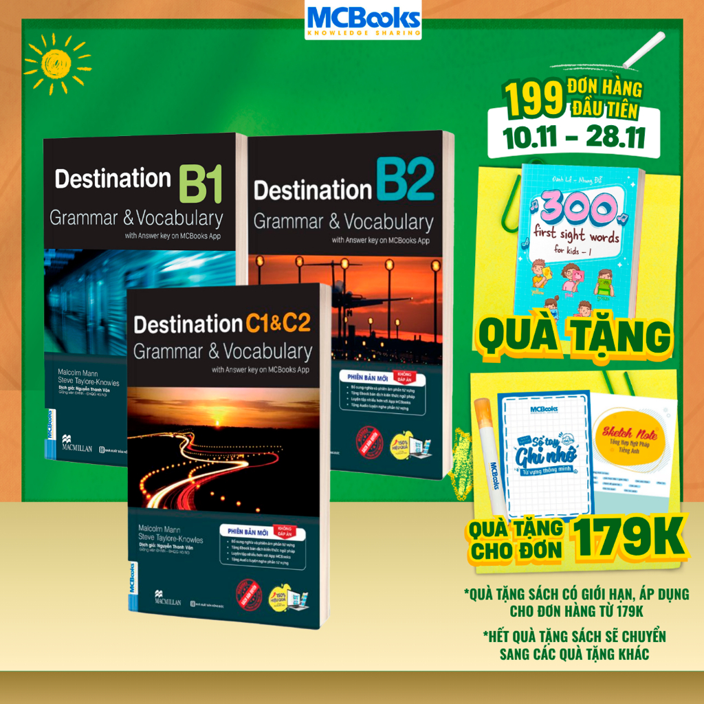 Sách - Trọn Bộ Giáo Trình Destination Grammar & Vocabulary B1, B2, C1&C2 phân loại Lẻ/combo PB 2025