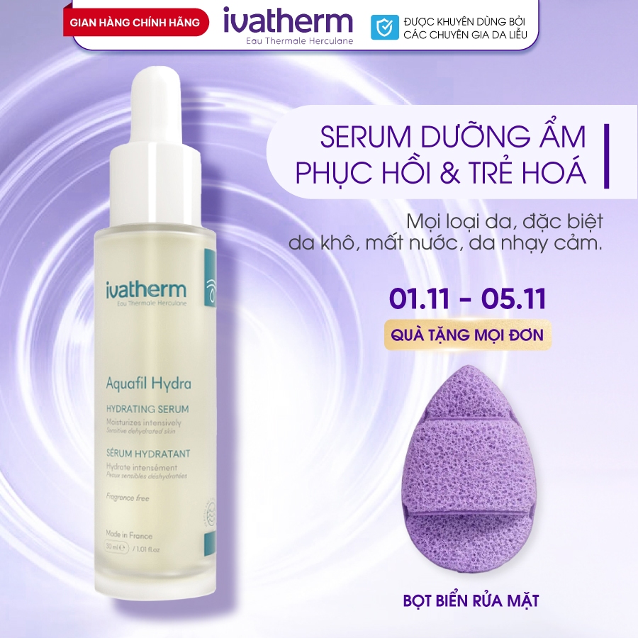 Tinh chất dưỡng ẩm phục hồi và trẻ hoá Ivatherm Aquafil Hydra Hydrating Serum 30ml