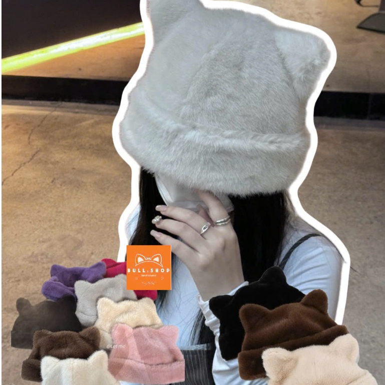 NL15 Nón len nữ nón lông tai mèo dễ thương BULL.SHOP