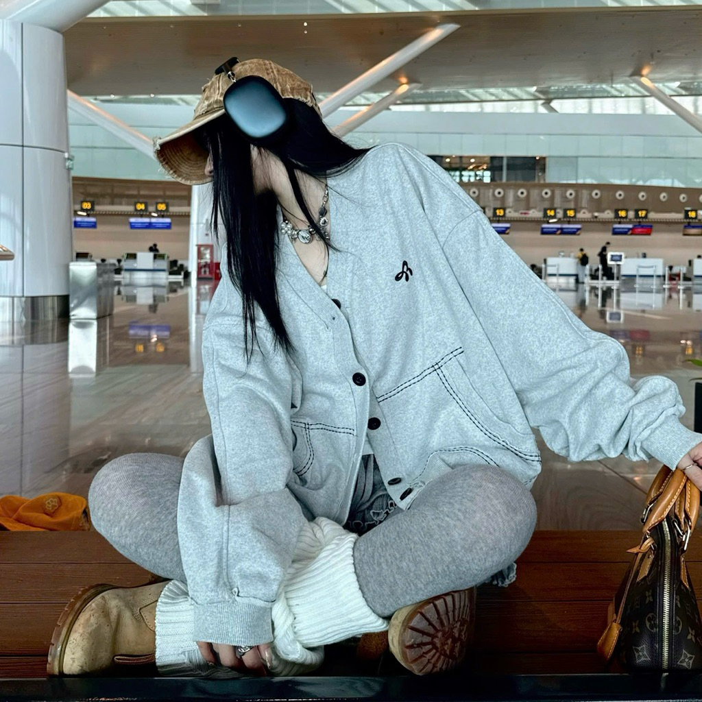 Áo khoác Cardigan vải nỉ chân cua 450gsm - EDGE STITCH CARDIGAN