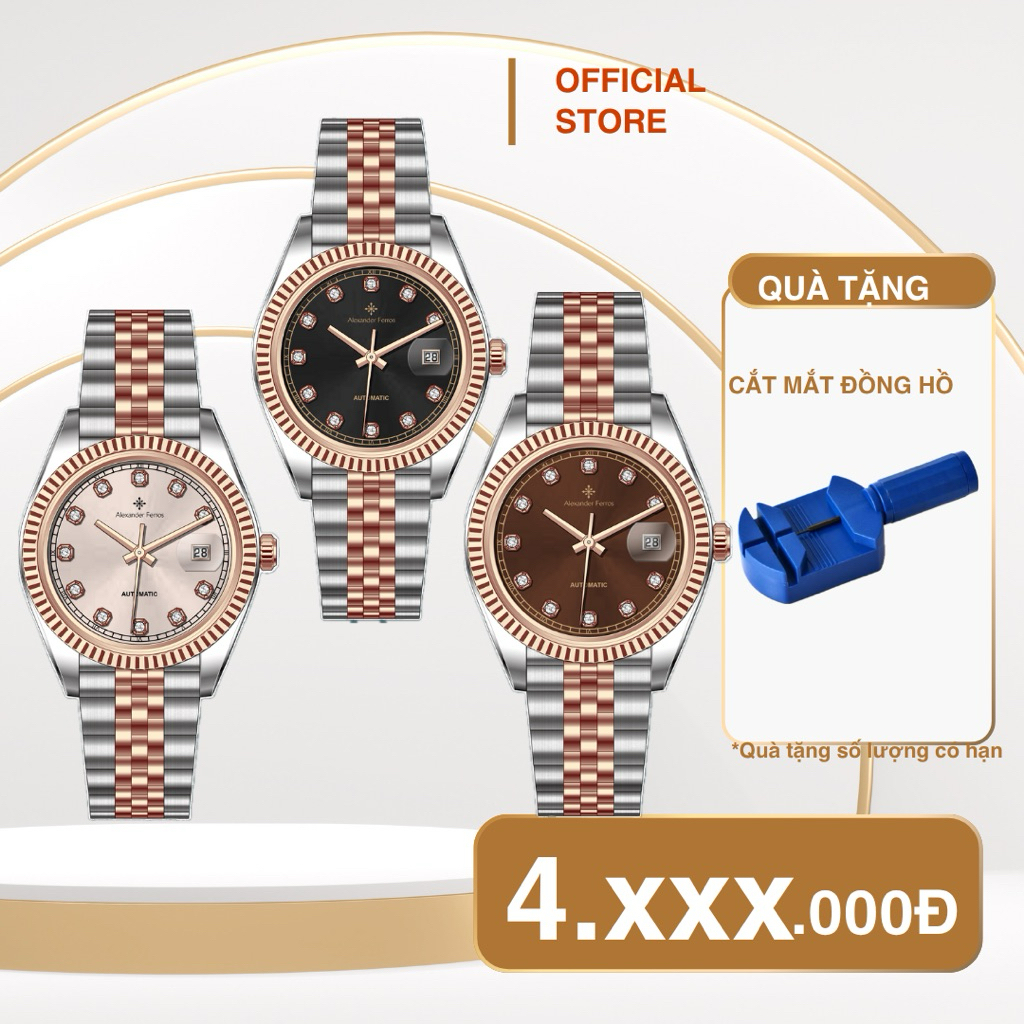 Đồng Hồ Nam Alexander Ferros 8132D,thiết kế sang trọng,thời thượng,máy Automatic,size 40mm,BH 5 năm