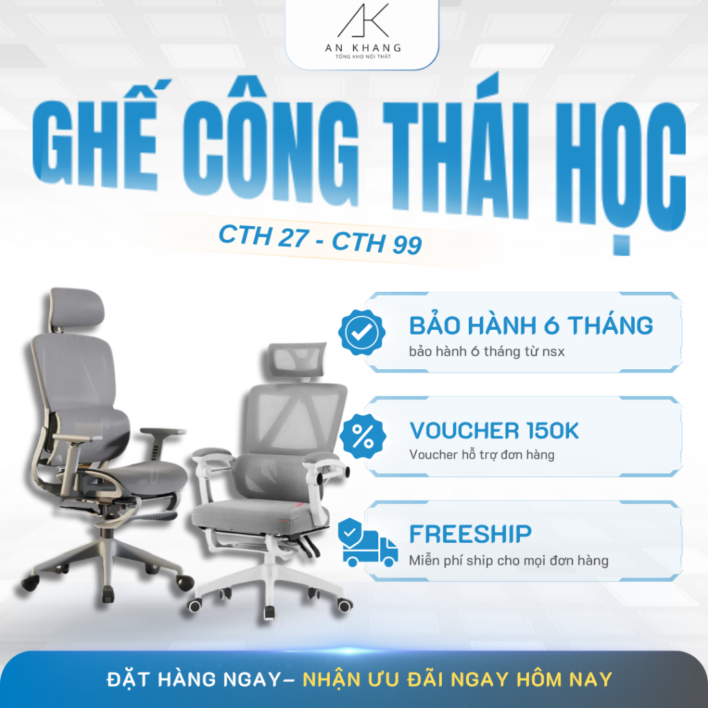 Ghế Công Thái Học CTH-27/CTH-99 Full Option Tựa Đầu Gác Chân, Ngả Lưng Cao Cấp - Ghế Xoay Văn Phòng Ergonomic