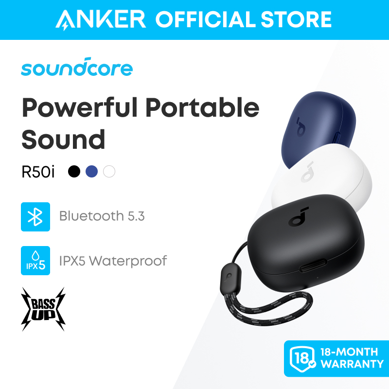 Tai nghe bluetooth soundcore R50i, thời lượng phát tới 30H, nghe gọi rõ ràng và âm trầm cao, chống nước IPX5