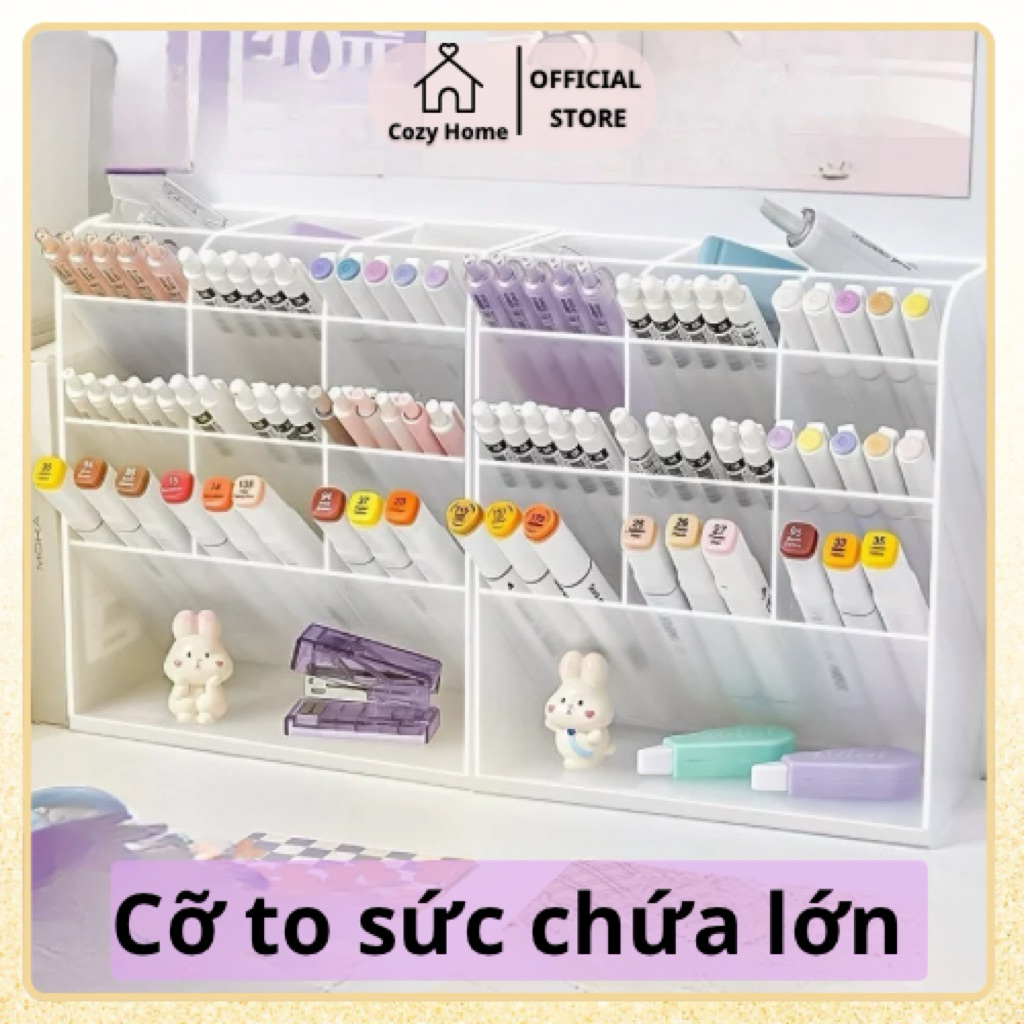 [GIÁ TỐT] Ống Cắm Bút Ngăn Chéo Trong Suốt Đồ Văn Phòng Phẩm trang trí bàn học COZY DECOR
