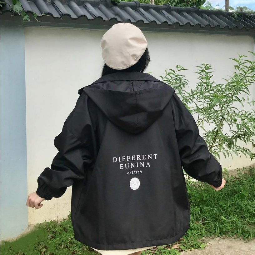 Áo Khoác Gió Dù Nam Nữ Unisex Chống Nắng Trượt Nước 2 Lớp From Rộng Nón Có Thể Tháo Rời In Mặt Cười