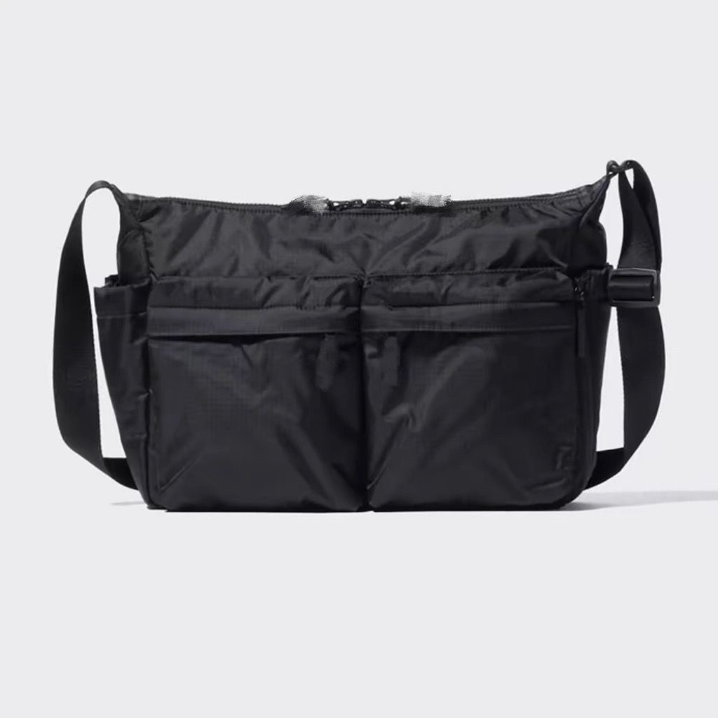 Túi đeo chéo màu đen vải dù form dày đơn giản basic sức chứa nhiều nhiều ngăn phù hợp đi làm đi chơi - T96