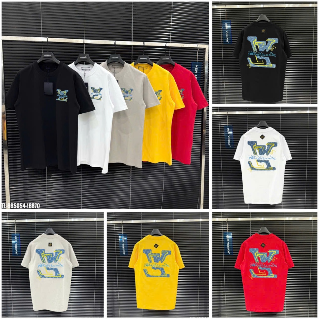 🔥Hot🔥Áo thun Eo Vì thêu logo chữ phối denim thiết kế hot trend Nam nữ New 2025