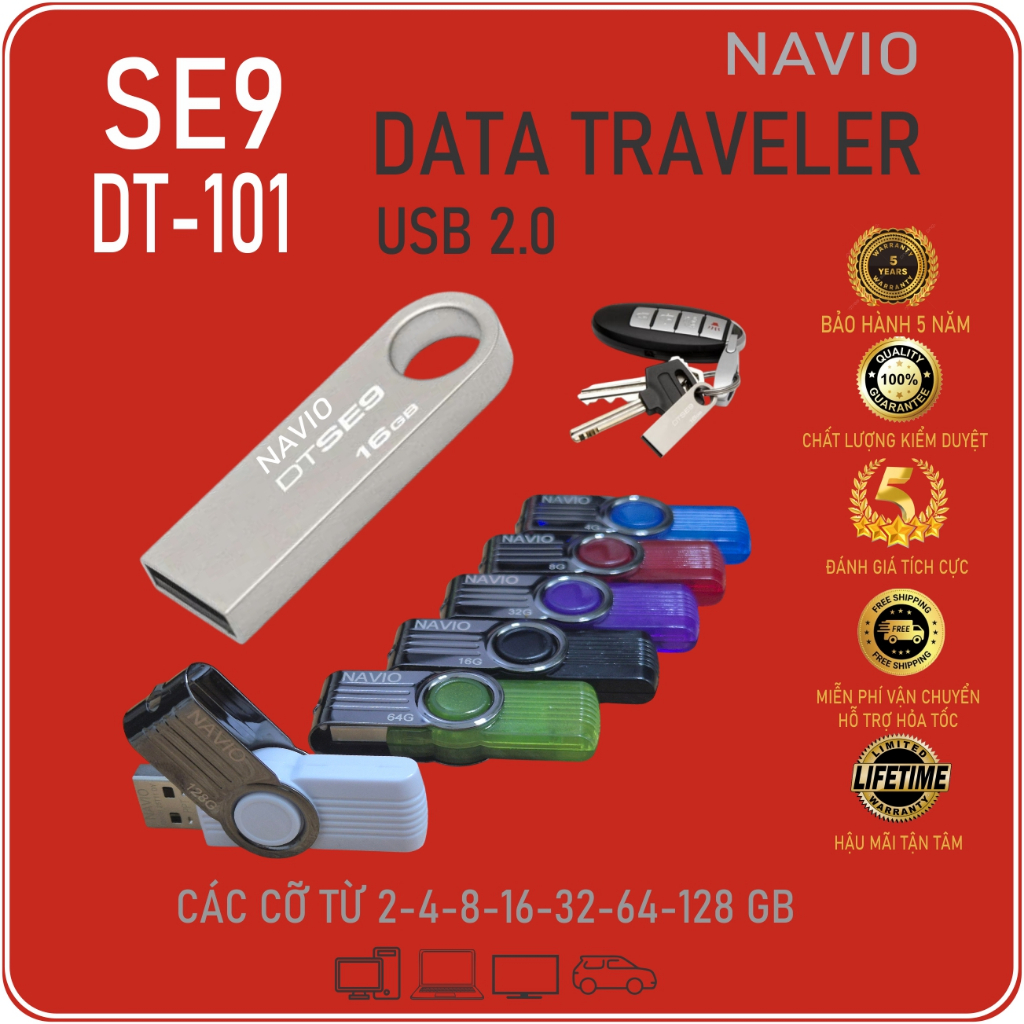 Usb Bảo hành 5 năm 128g 64gb 32gb 16gb 8gb 4gb 2gb nhỏ gọn Dtse9 Dt101 Cz33 U202 Navio - Softmaxx
