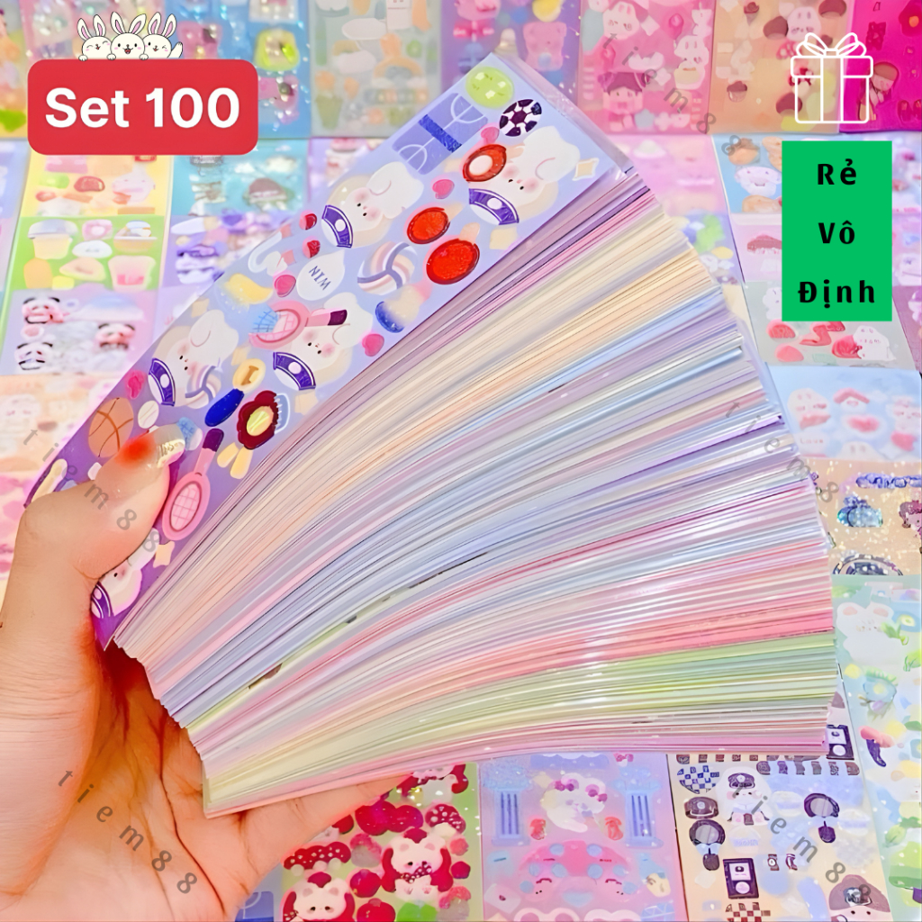 [ Set 100 Miếng ] Dán Trang Trí Sổ Tay 🍀FREESHIP🍀 DIY Dễ Thương Xinh Xắn Dành Cho Bé