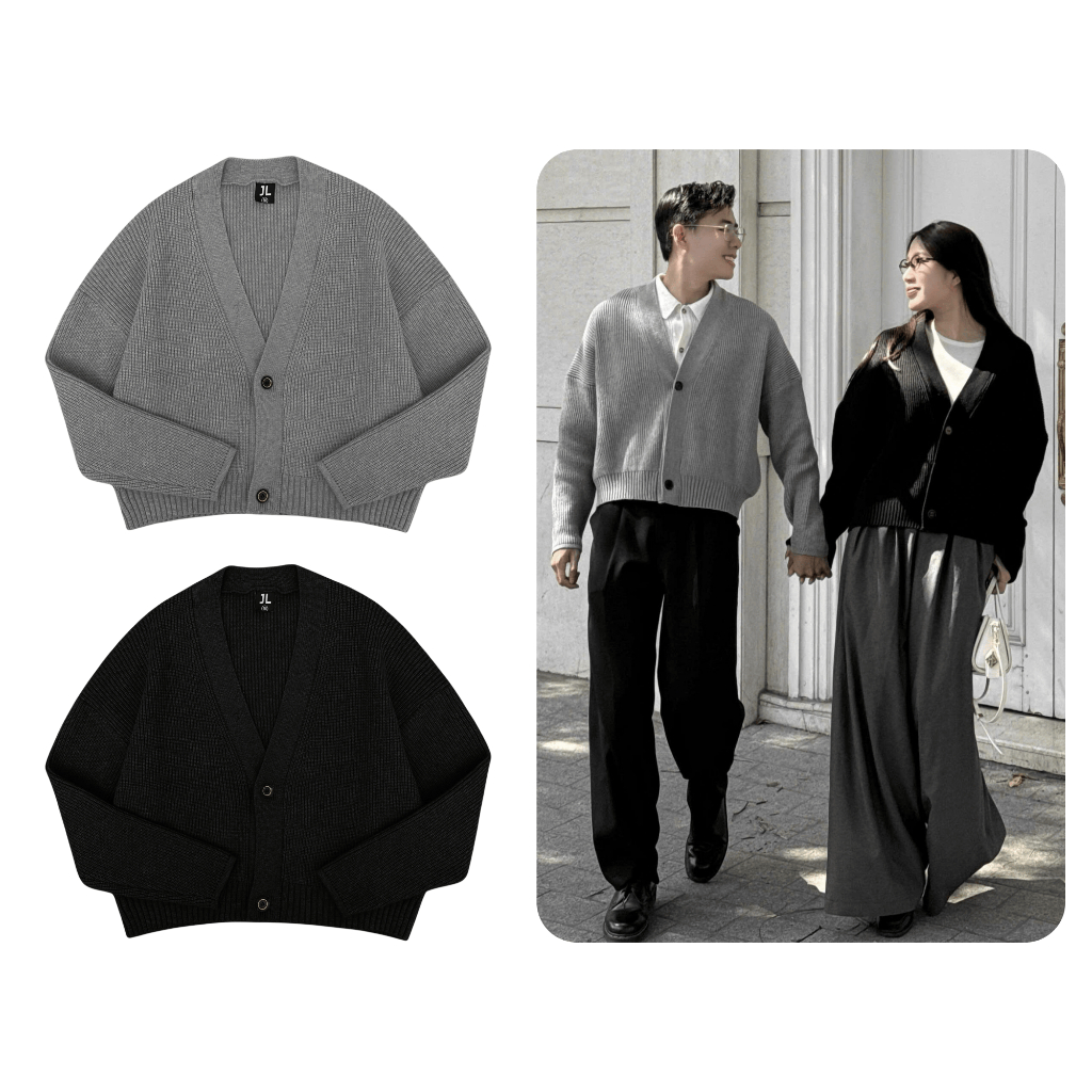 Áo Cardigan len Daniel Jack Lane, Áo khoác len nam nữ form boxy chất liệu len lông thỏ dệt gân bản lớn