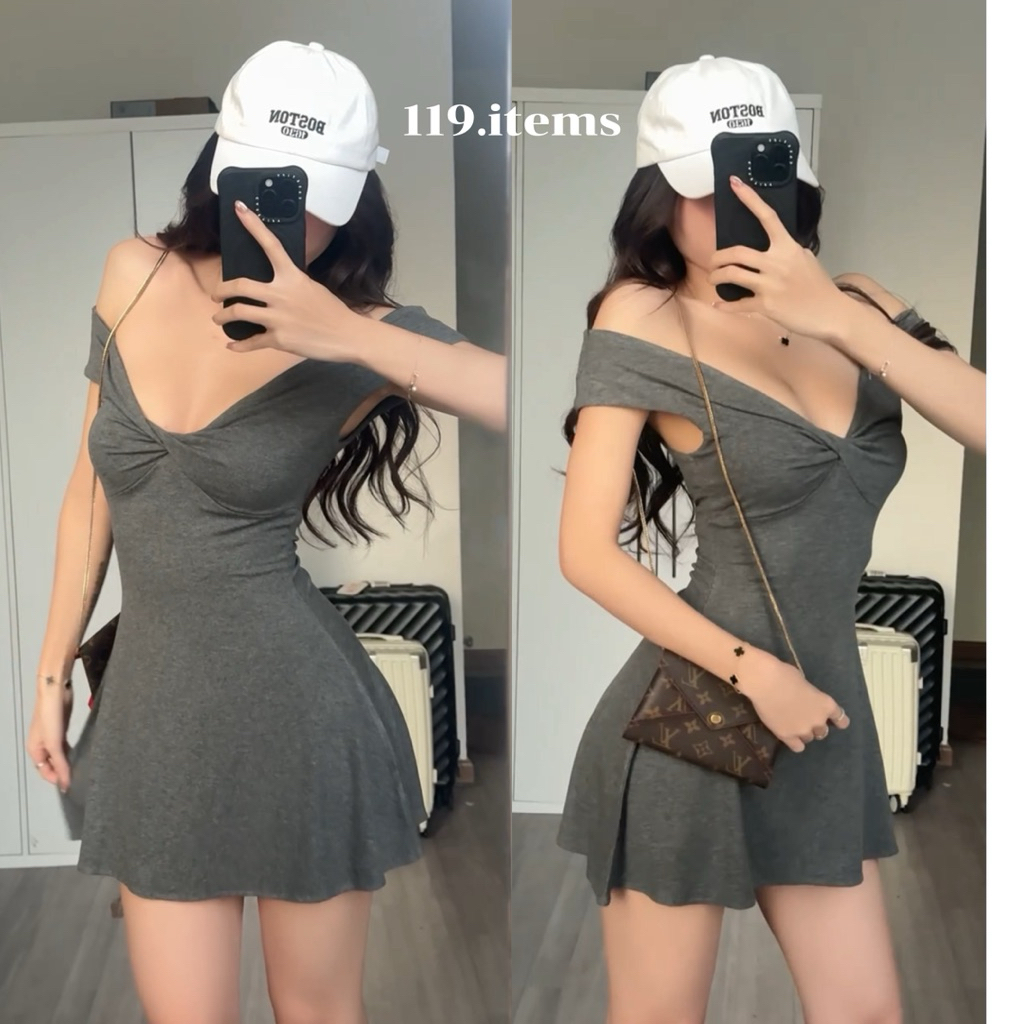 Đầm cổ xoắn form xoè mặc 2 kiểu basic 119.items