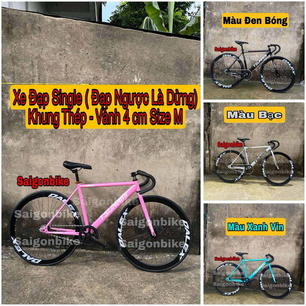 (Size M) Xe Đạp Thể Thao Single Đạp Ngược Là Dừng, Bản Khung Thép Tsu