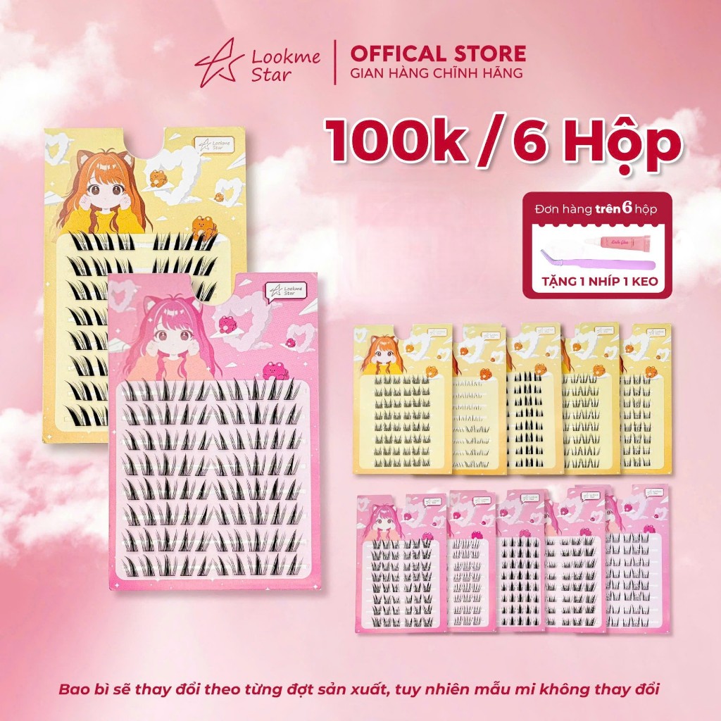 [100k/ 6 Hộp] Lông Mi Giả KHÔNG sẵn keo Lookme Star (mua 6 hộp tặng 1 nhíp +1 keo)