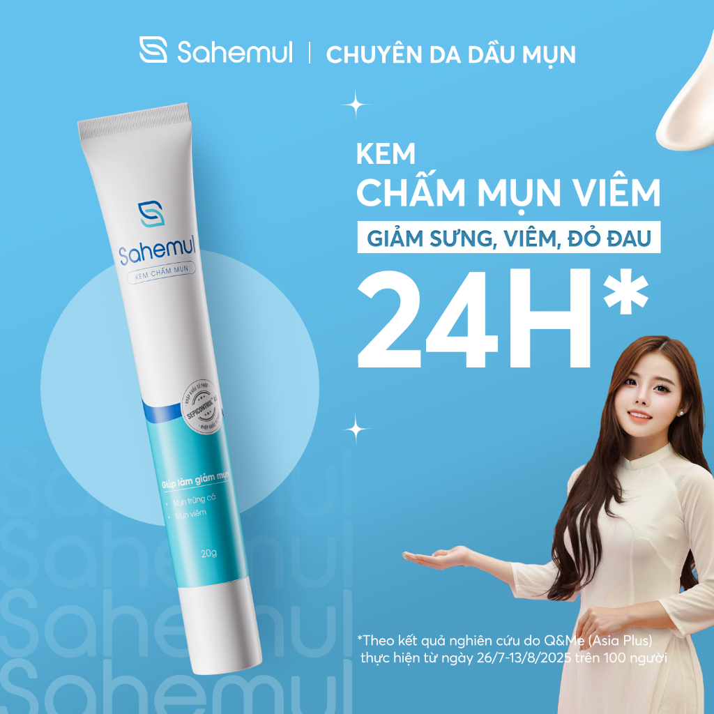 [LIVE KOL] Kem Chấm Mụn Sahemul Giảm Mụn Viêm, Mụn Bọc, Mụn Mủ, Mụn Trứng Cá Hiệu Quả Nhanh 20gr