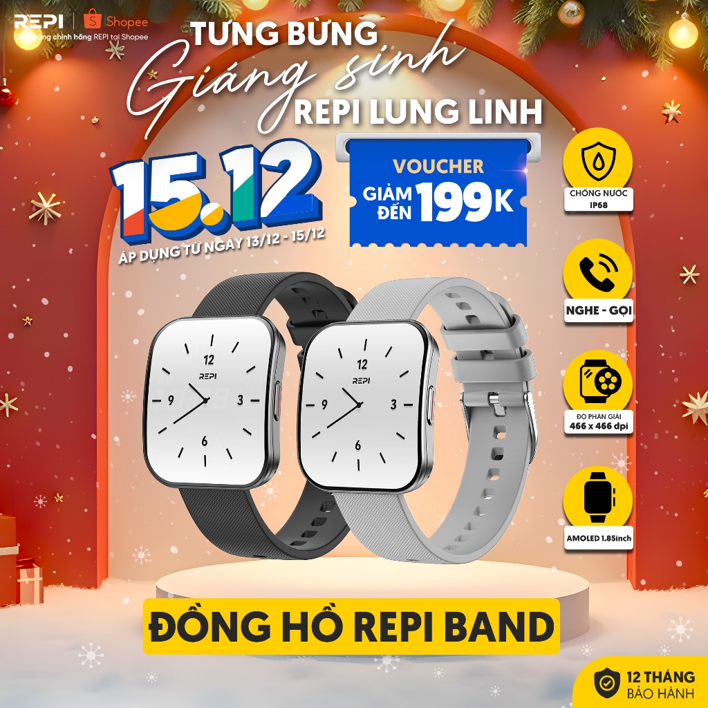 Đồng Hồ Thông Minh REPI Band 34MM Nam Nữ - Phù hợp cổ tay nhỏ - Nghe Gọi Trực Tiếp - Bảo Hành 12 Tháng