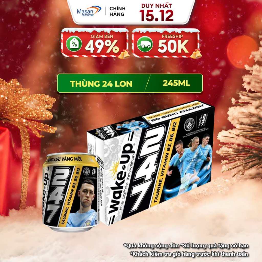 Nước tăng lực Wakeup 247 Amazon - Thùng 24 Lon x 245ml
