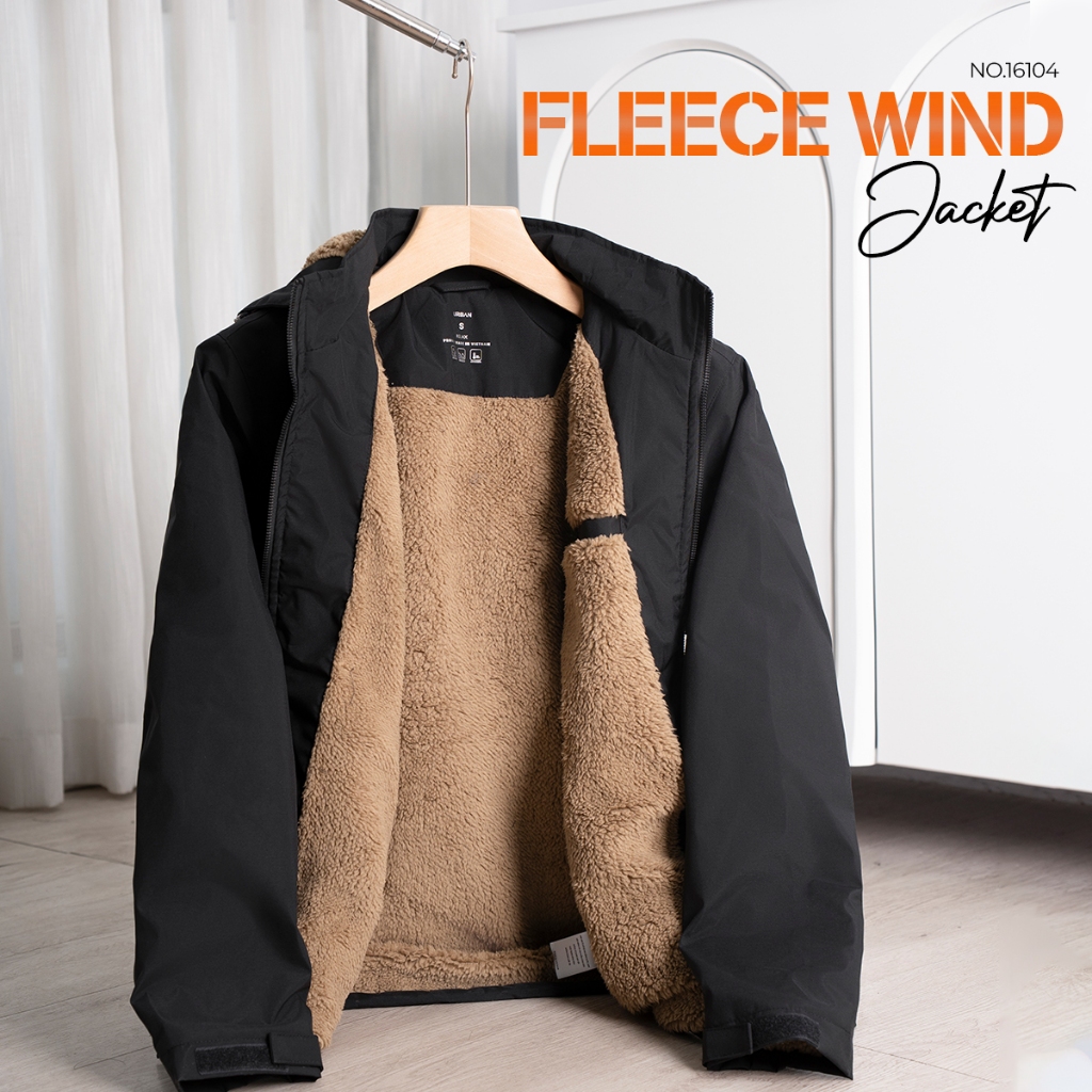 Áo khoác nam lót lông cừu URBAN dày dặn, giữ ấm cản gió tốt, mũ tháo rời linh hoạt NO.16104