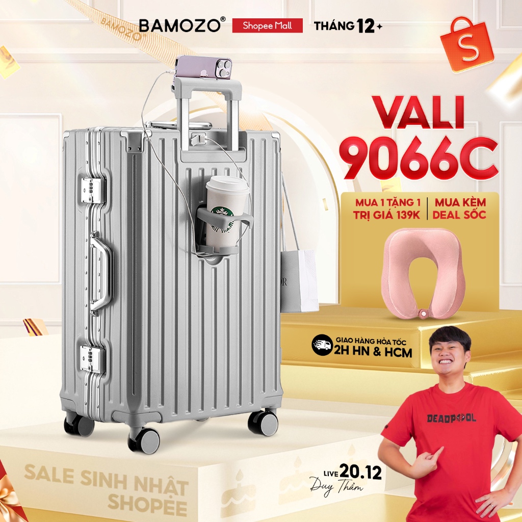 Vali Khung Nhôm B Bamozo Size 20/24/28 Cao Cấp Bảo Hành 5 Năm - Lỗi 1 Đổi 1 Trong 30 Ngày_9066