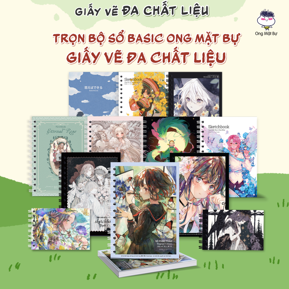 Quà tặng Khi Mua Combo Sách Hướng Dẫn Vẽ - Sổ Vẽ Đa Chất Liệu Ong Mặt Bự - Sketchbook A5