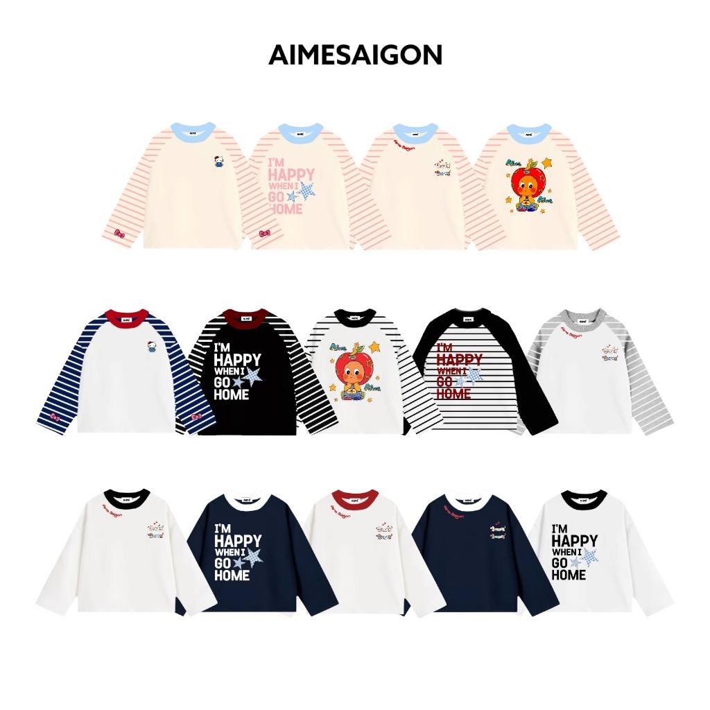 [ATDRL02 Ver2] Aimesaigon Áo Thun Tay Dài Raglan Phối Sọc Ngang Long Sleeve Boxy Form Rộng Cổ Tròn Unisex Áo Thu Đông