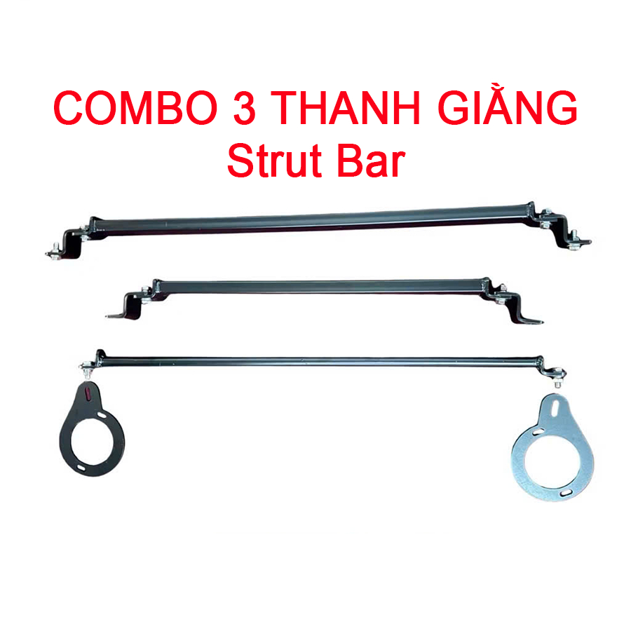 Combo 3 Thanh Giằng Tăng Cứng (Strut Bar) dành cho Vinfast VF3 (3 thanh sơn tĩnh điện) Nâng Tầm Trải Nghiệm Lái Xe