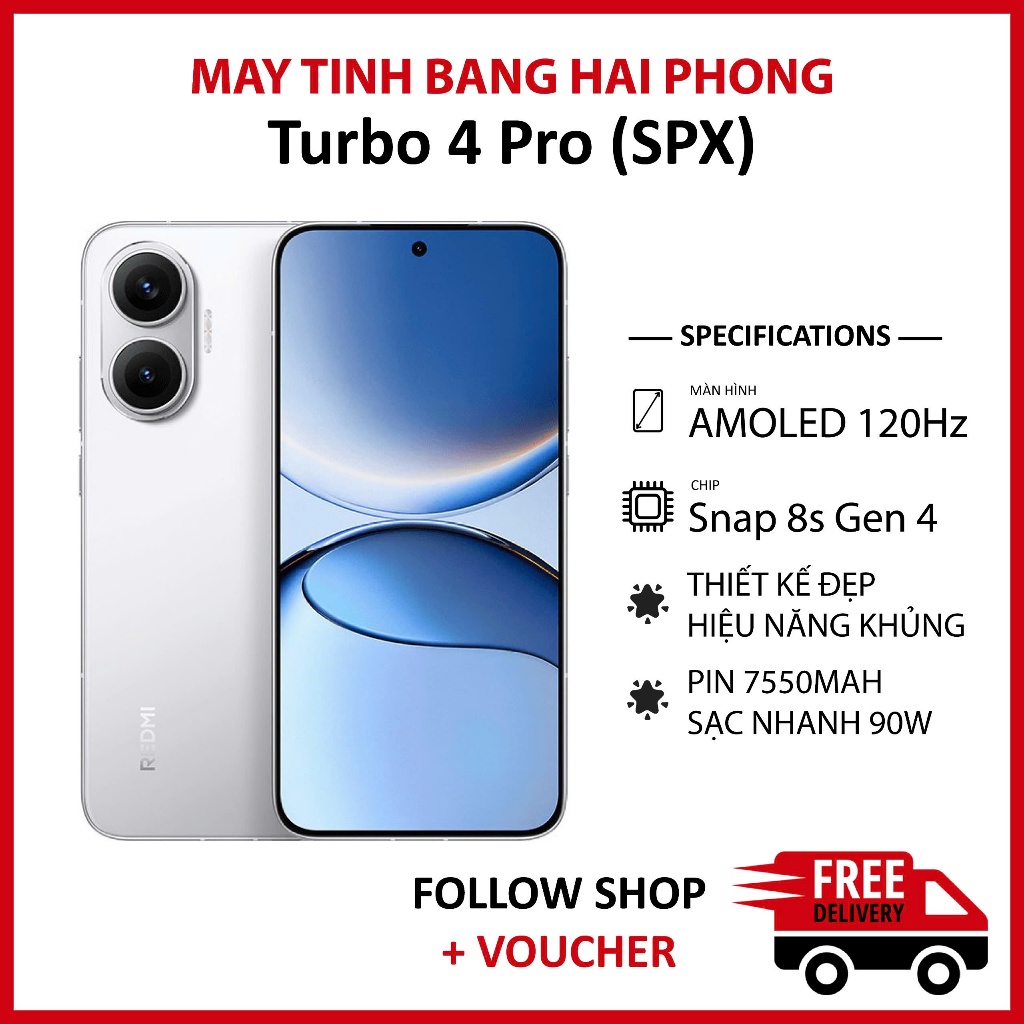 Điện thoại Xiaomi Redmi Turbo 4 Pro (SPX) RAM 12/256GB chip Snapdragon 8s Gen 4 màn 120Hz pin 7550 mAh