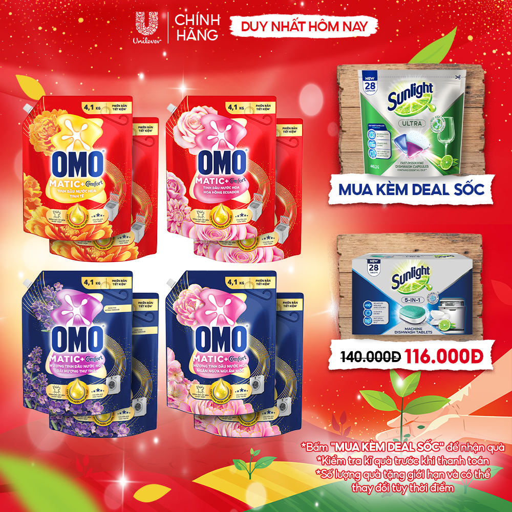 Combo 2 Nước giặt OMO Matic Hương Nước Hoa Comfort 4.1KG (túi)